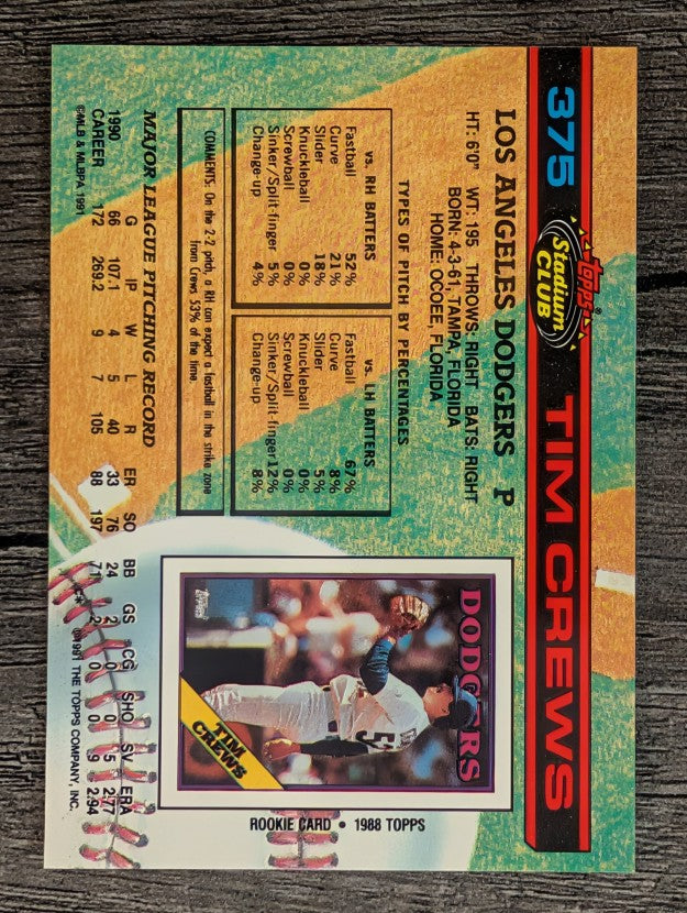 1991 Stadium Club #375 Tim Crews