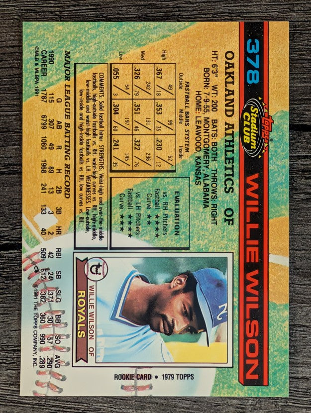 1991 Stadium Club #378 Willie Wilson