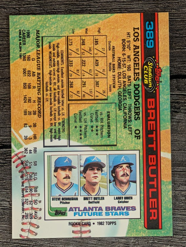 1991 Stadium Club #389 Brett Butler