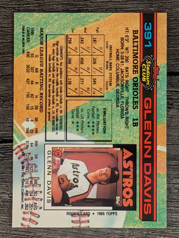 1991 Stadium Club #391 Glenn Davis