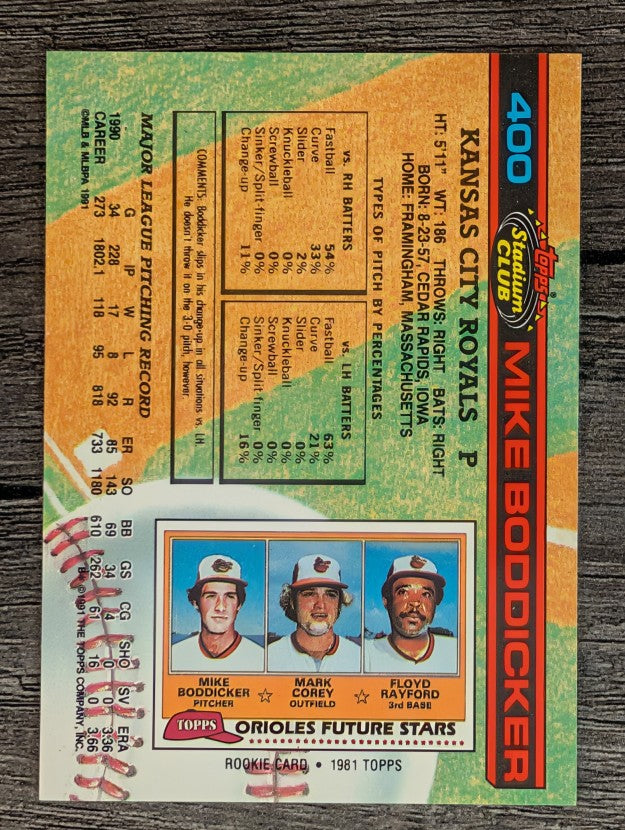 1991 Stadium Club #400 Mike Boddicker