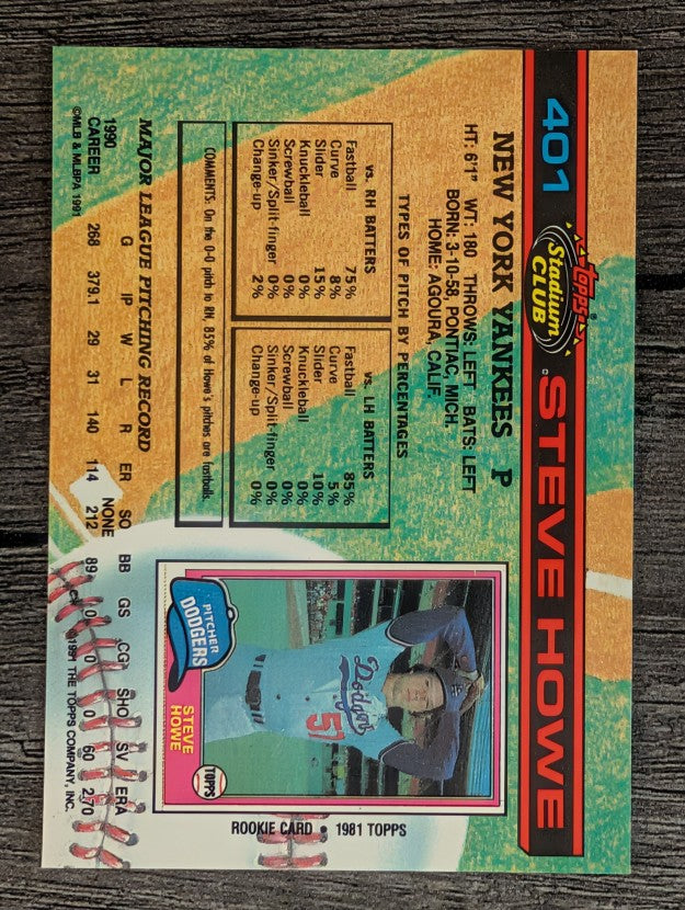1991 Stadium Club #401 Steve Howe