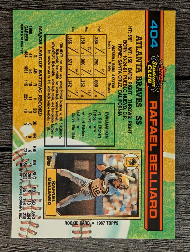 1991 Stadium Club #404 Rafael Belliard