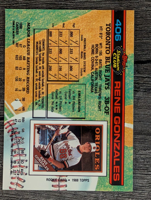 1991 Stadium Club #406 Rene Gonzales