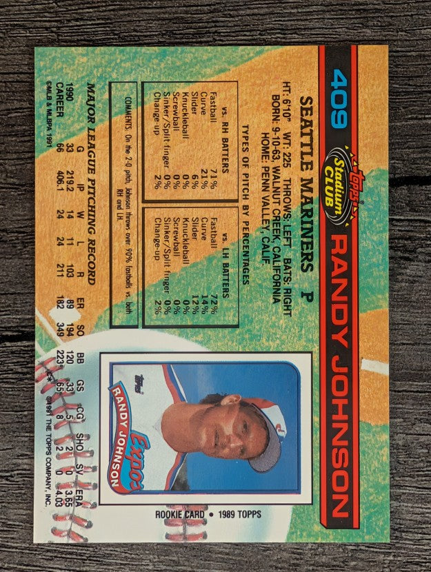 1991 Stadium Club #409 Randy Johnson