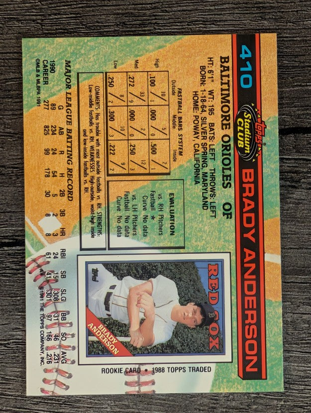 1991 Stadium Club #410 Brady Anderson