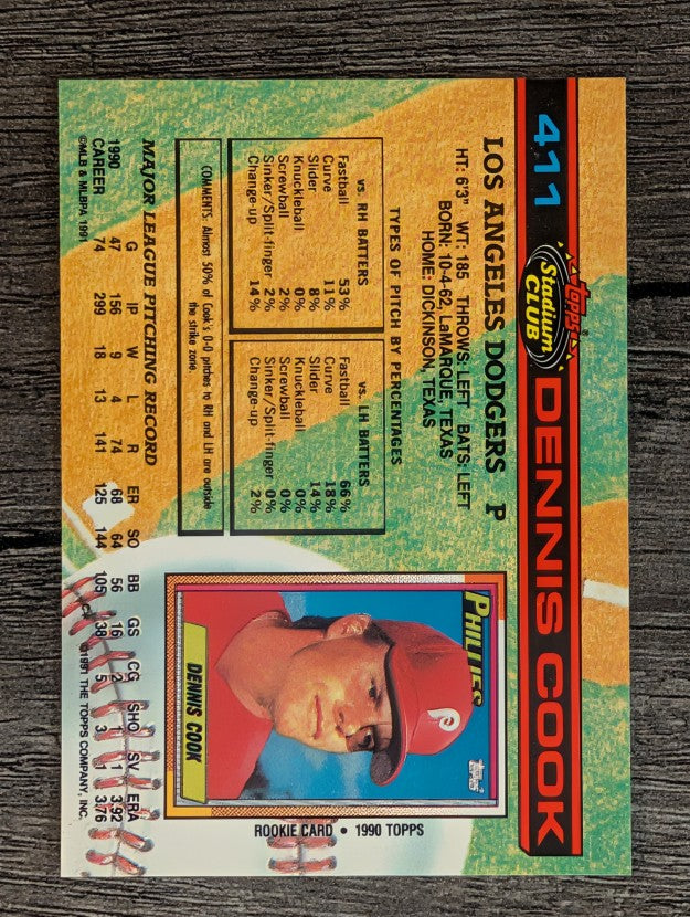 1991 Stadium Club #411 Dennis Cook