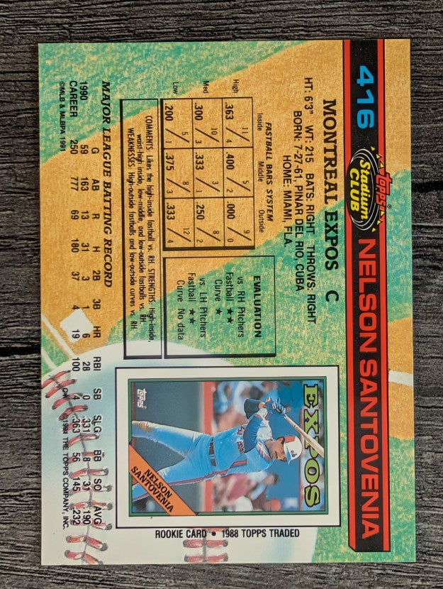 1991 Stadium Club #416 Nelson Santovenia
