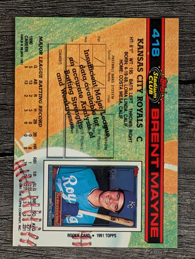 1991 Stadium Club #418 Brent Mayne