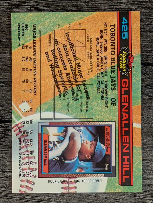 1991 Stadium Club #425 Glenallen Hill