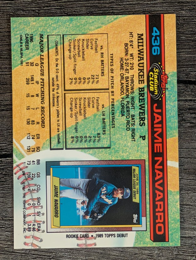 1991 Stadium Club #436 Jaime Navarro
