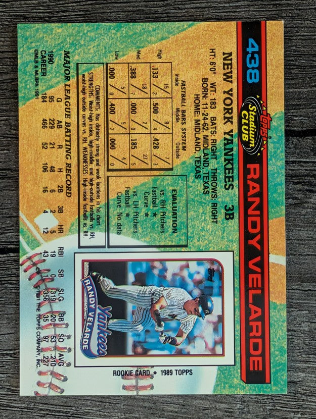 1991 Stadium Club #438 Randy Velarde
