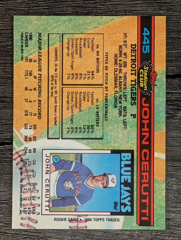 1991 Stadium Club #445 John Cerutti