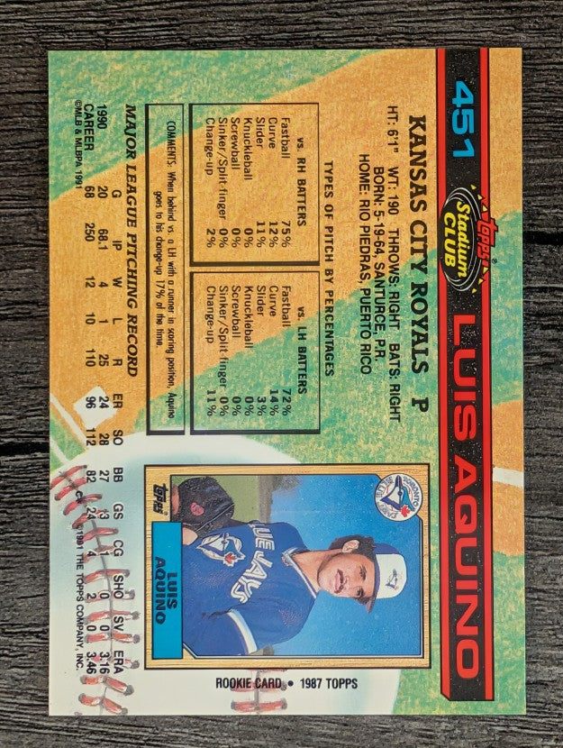 1991 Stadium Club #451 Luis Aquino