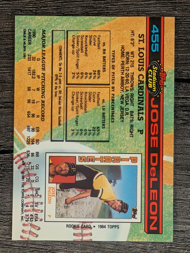 1991 Stadium Club #455 Jose DeLeon