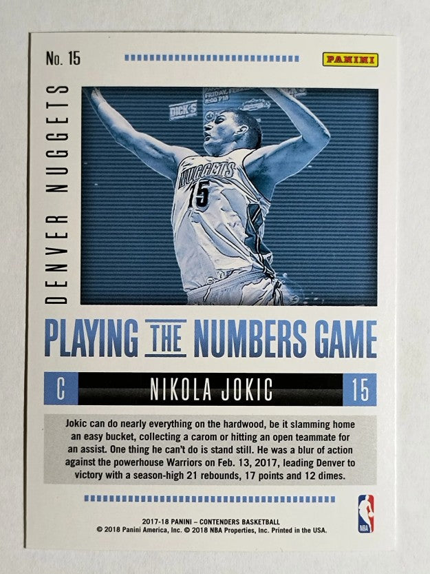 2017-18 Panini Contenders Playing the Numbers Game #15 Nikola Jokic