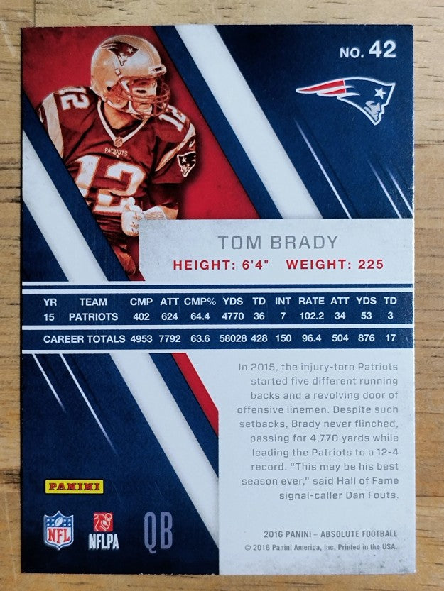2016 Absolute #42 Tom Brady
