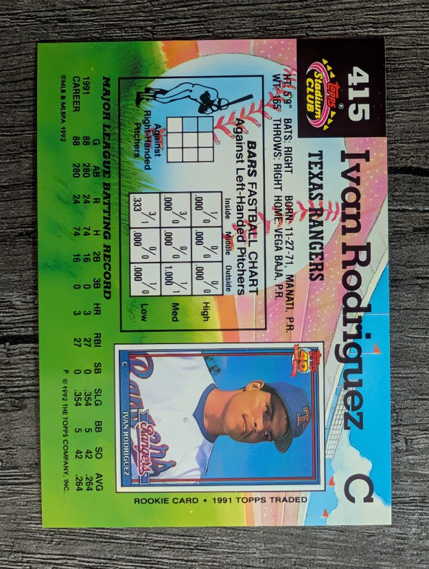 1992 Stadium Club #415 Ivan Rodriguez