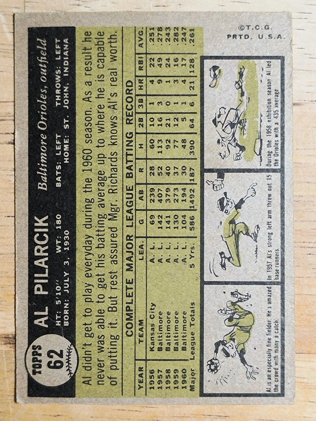 1961 Topps #62 Al Pilarcik (VG)