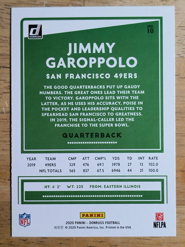 2020 Donruss #10 Jimmy Garoppolo