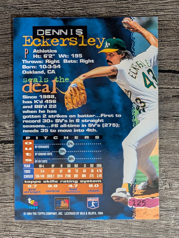 1994 Stadium Club #125 Dennis Eckersley
