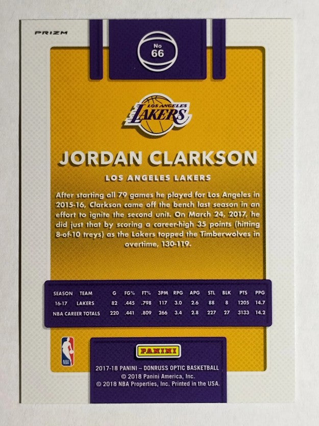 2017-18 Donruss Optic Blue Velocity #66 Jordan Clarkson