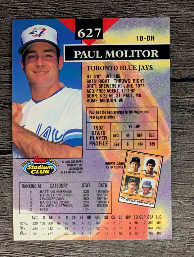 1993 Stadium Club #627 Paul Molitor