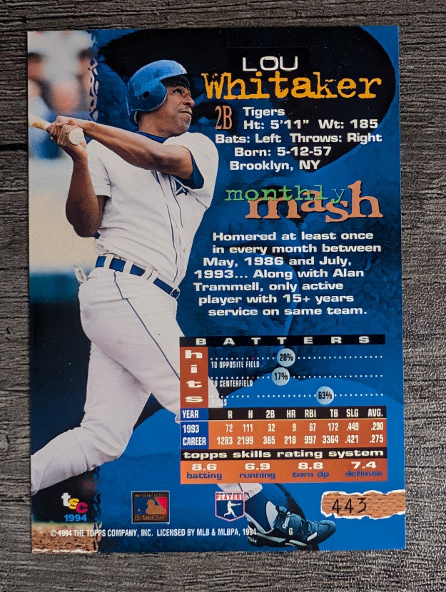 1994 Stadium Club Golden Rainbow #443 Lou Whitaker