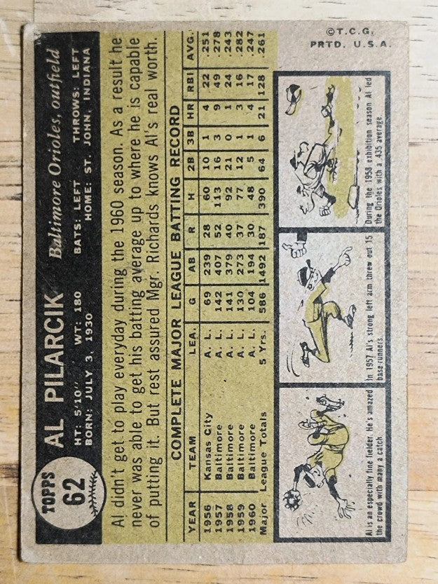 1961 Topps #62 Al Pilarcik (POOR)
