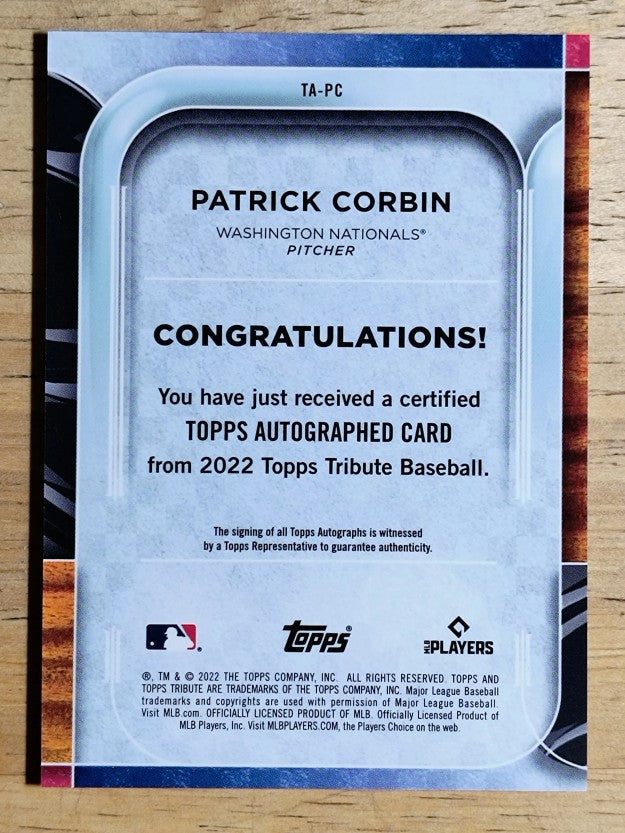 2022 Topps Tribute Autographs #TAPC Patrick Corbin/199