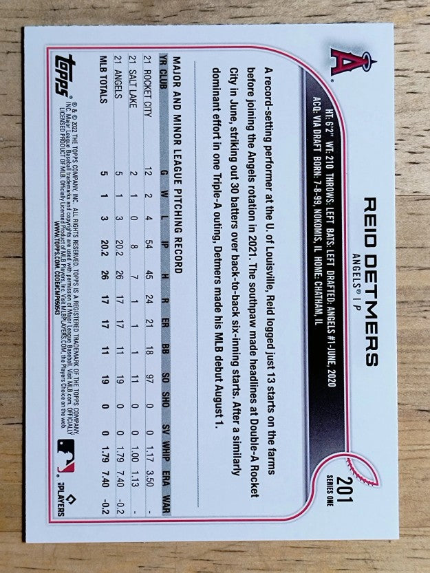 2022 Topps #201 Reid Detmers RC