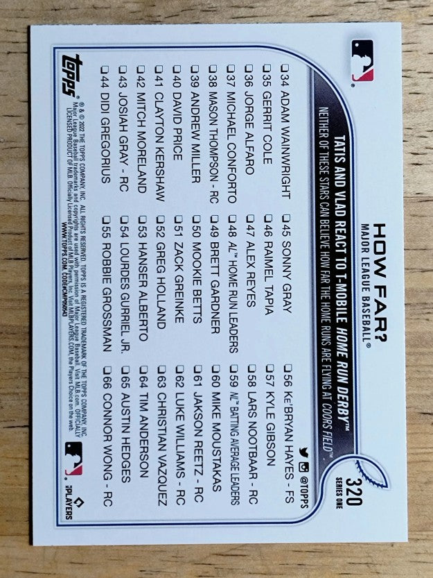 2022 Topps #320 How Far/Vladimir Guerrero Jr./Fernando Tatis Jr.