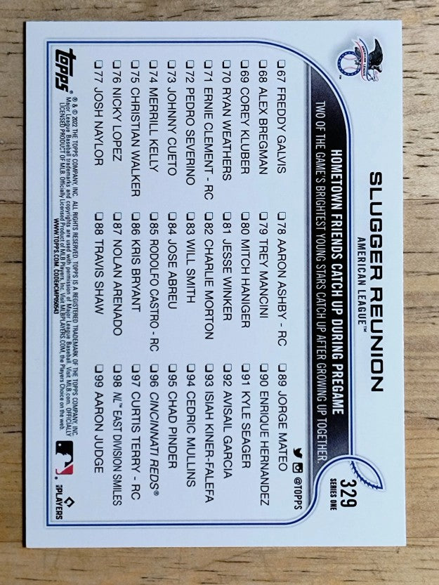 2022 Topps #329 Slugger Reunion/Wander Franco/Vladimir Guerrero Jr.