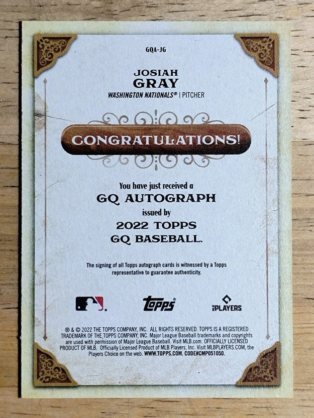 2022 Topps Gypsy Queen Autographs #GQAJG Josiah Gray