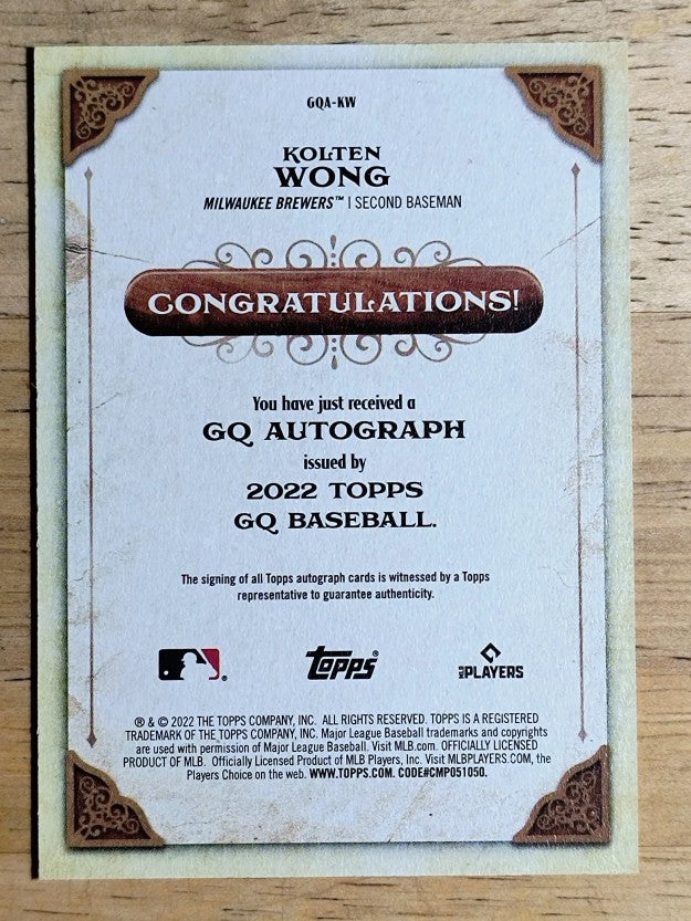2022 Topps Gypsy Queen Autographs #GQAKW Kolten Wong