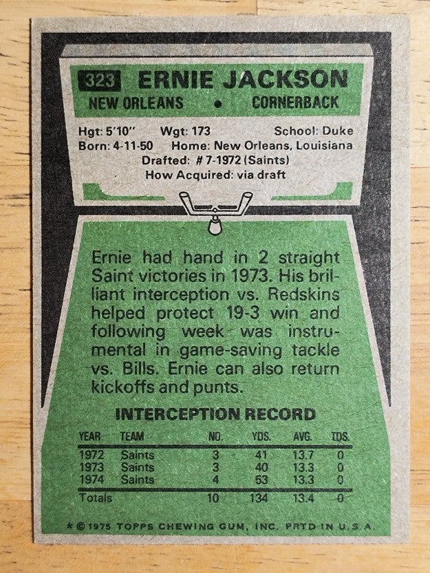 1975 Topps #323 Ernie Jackson (NM)