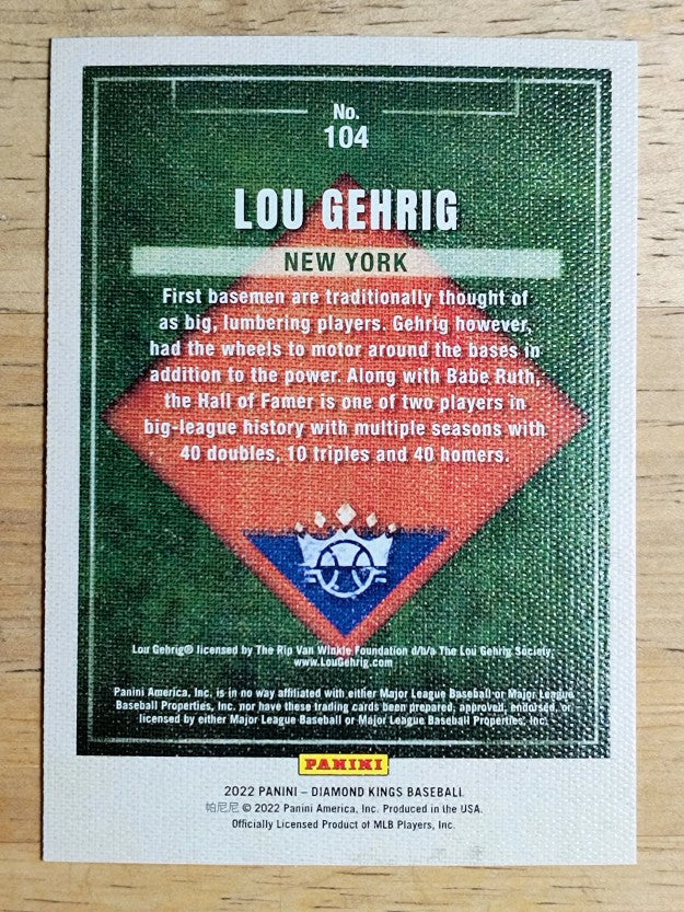 2022 Diamond Kings #104 Lou Gehrig SP