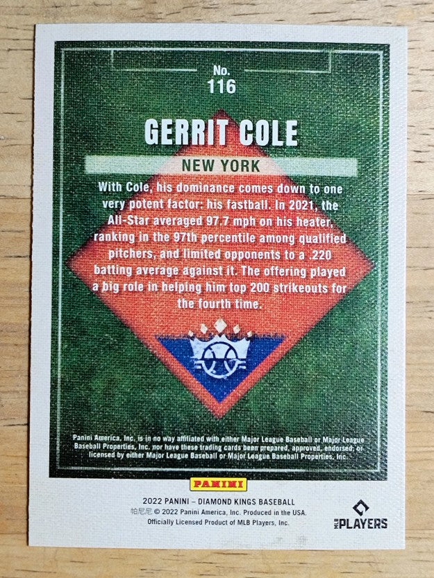 2022 Diamond Kings #116 Gerrit Cole SP
