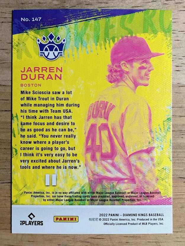 2022 Diamond Kings #147 Jarren Duran RC