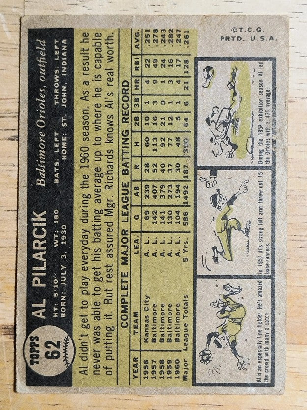 1961 Topps #62 Al Pilarcik (POOR)