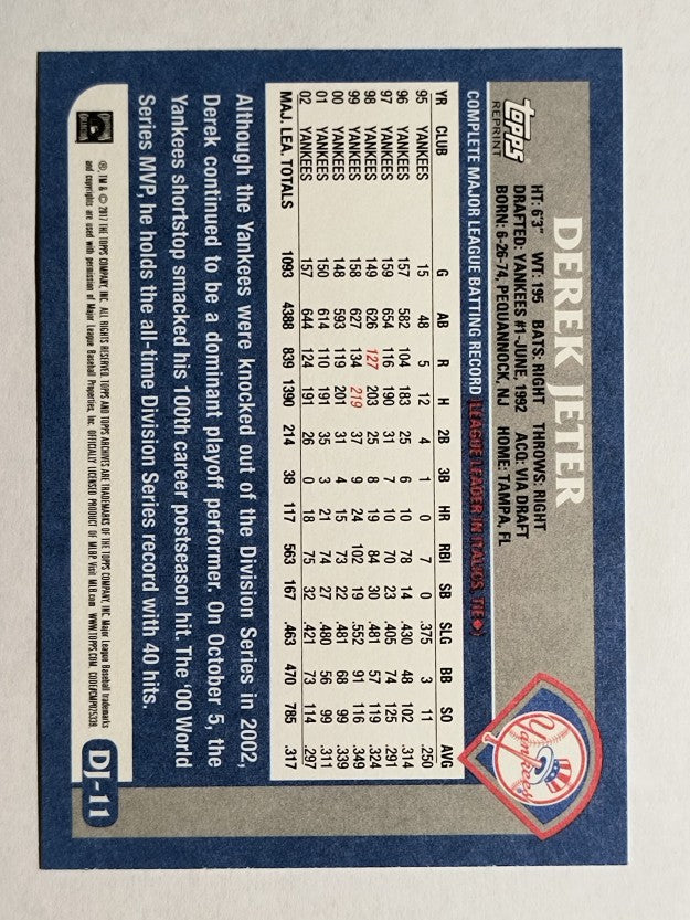 2017 Topps Archives Derek Jeter Retrospective #DJ11 Derek Jeter/'03 Topps
