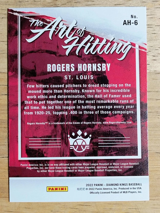 2022 Diamond Kings The Art of Hitting #6 Rogers Hornsby