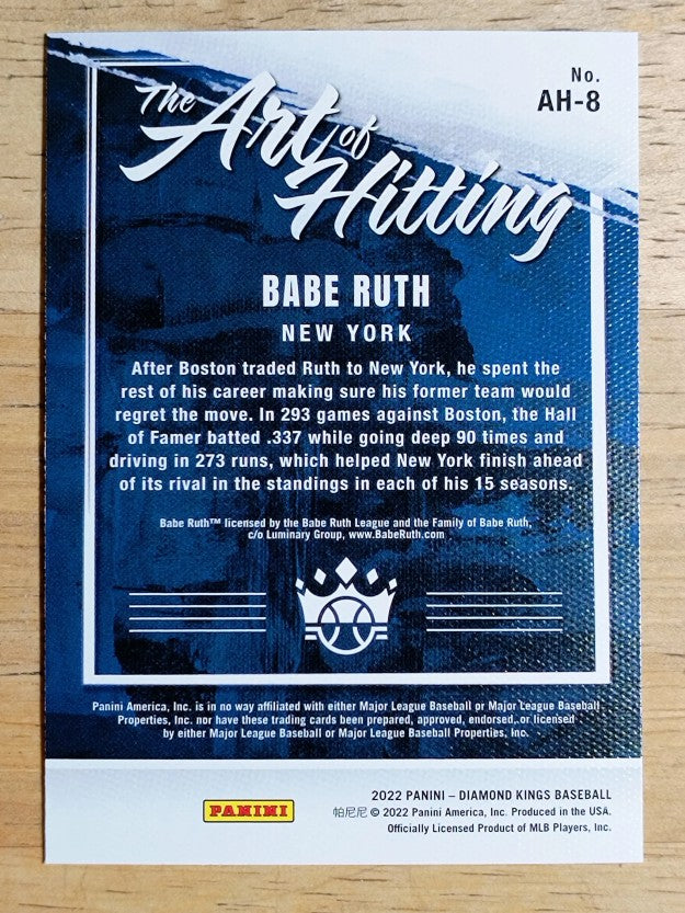 2022 Diamond Kings The Art of Hitting #8 Babe Ruth