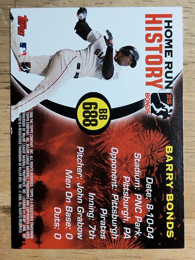 2005 Topps Barry Bonds Home Run History #688 Barry Bonds HR688