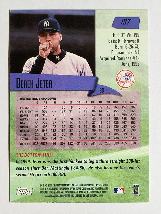 2000 Stadium Club #197 Derek Jeter