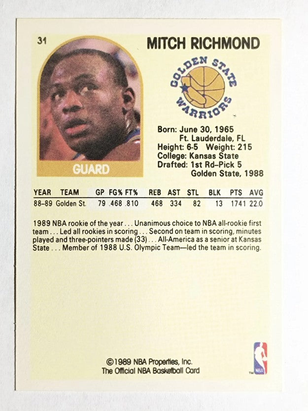 1989-90 Hoops #260 Mitch Richmond RC
