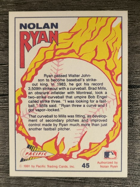 1991 Pacific Ryan Texas Express I #45 Nolan Ryan/Passes Walter Johnson