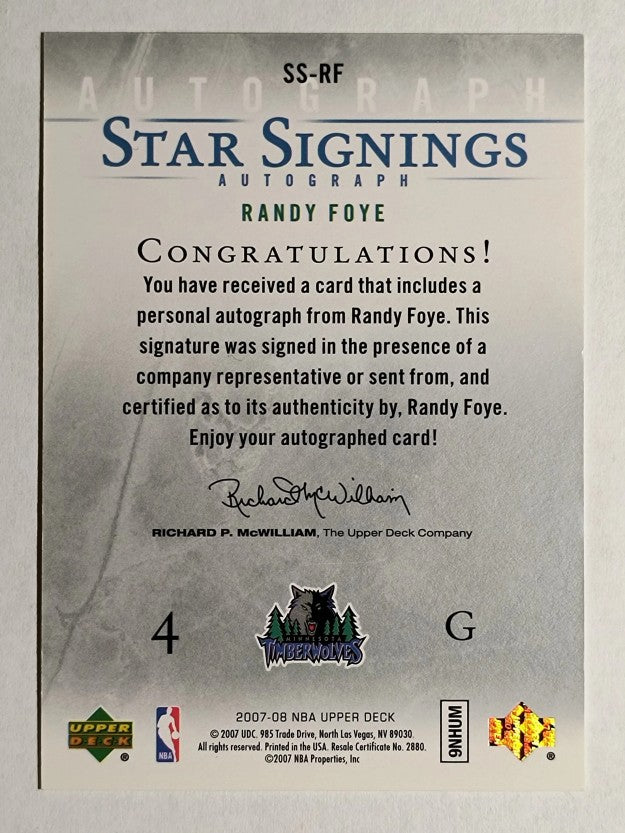 2007-08 Upper Deck Star Signings #RF Randy Foye