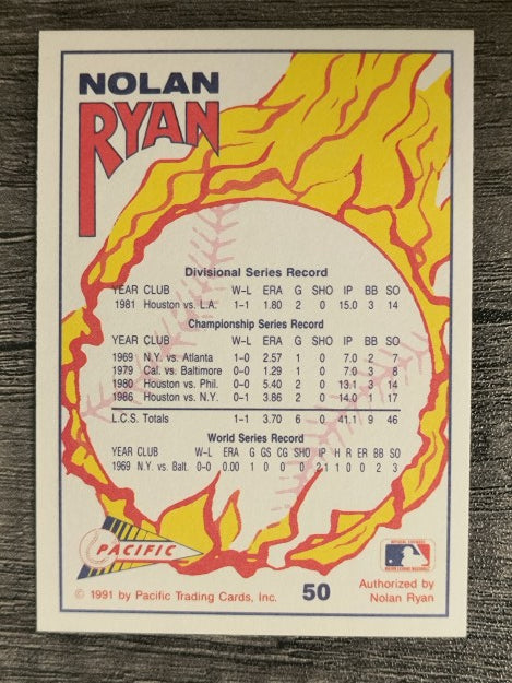 1991 Pacific Ryan Texas Express I #50 Nolan Ryan/Post Season Participant
