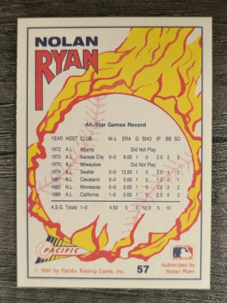 1991 Pacific Ryan Texas Express I #57 Nolan Ryan/Enters 1989 All-Star Game